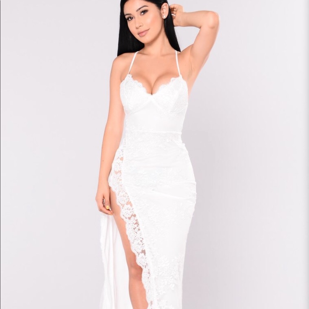 White long laced dress #FashionNova